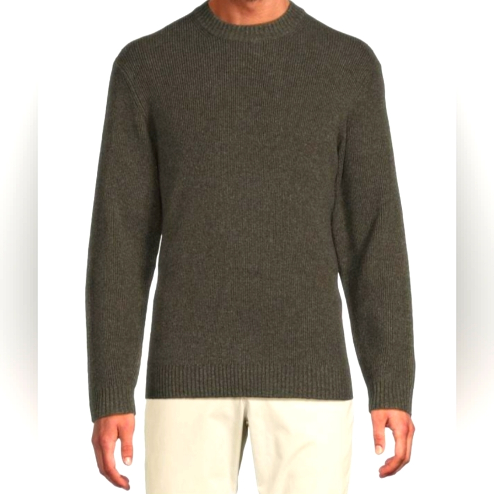 Magaschoni Men's Sweater 100% Lambswool Olive Green Long Sleeve Size XXXL NEW